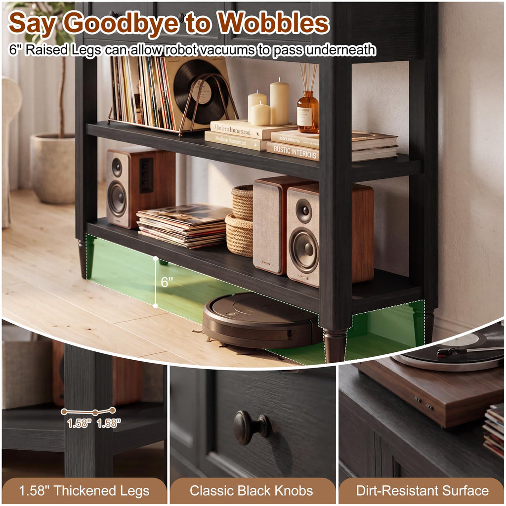 43" Farmhouse Entryway Table with 3 Drawers 2 Shelves N44211