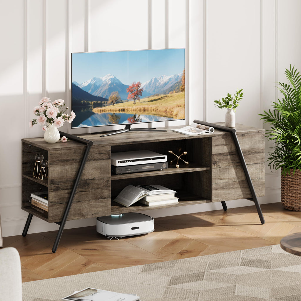 55.12" Weathered Oak Wooden TV Stand O65536