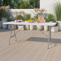 6-Foot Granite White Plastic Folding Table L500429