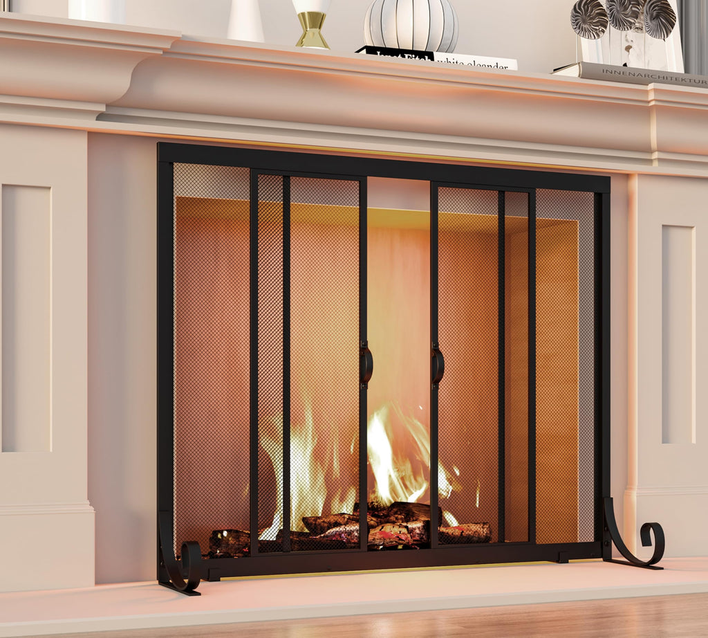Sliding Wrought Iron Fireplace Screen Y229