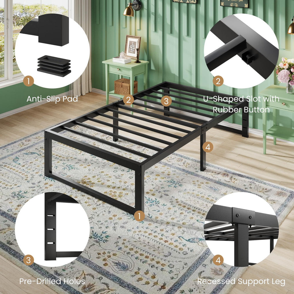 14 Inch Heavy Duty Twin Metal Bed Frame Q879694