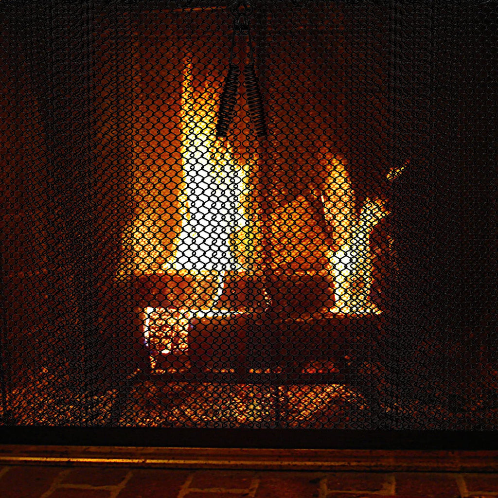 Fireplace Mesh Screen Curtain, 24" x 24" Panels, Black E9639