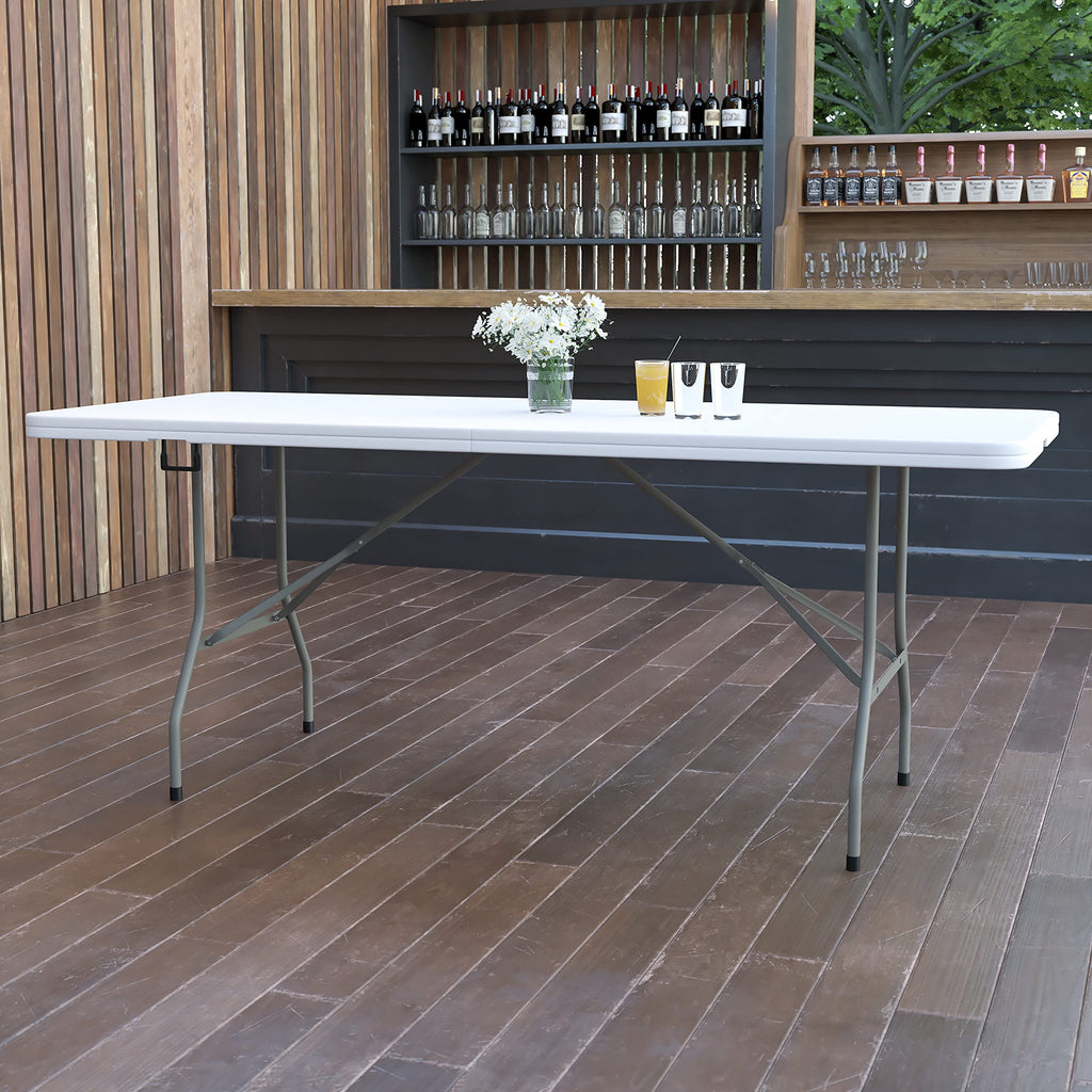 White 6-Foot Bi-Fold Plastic Folding Table W805