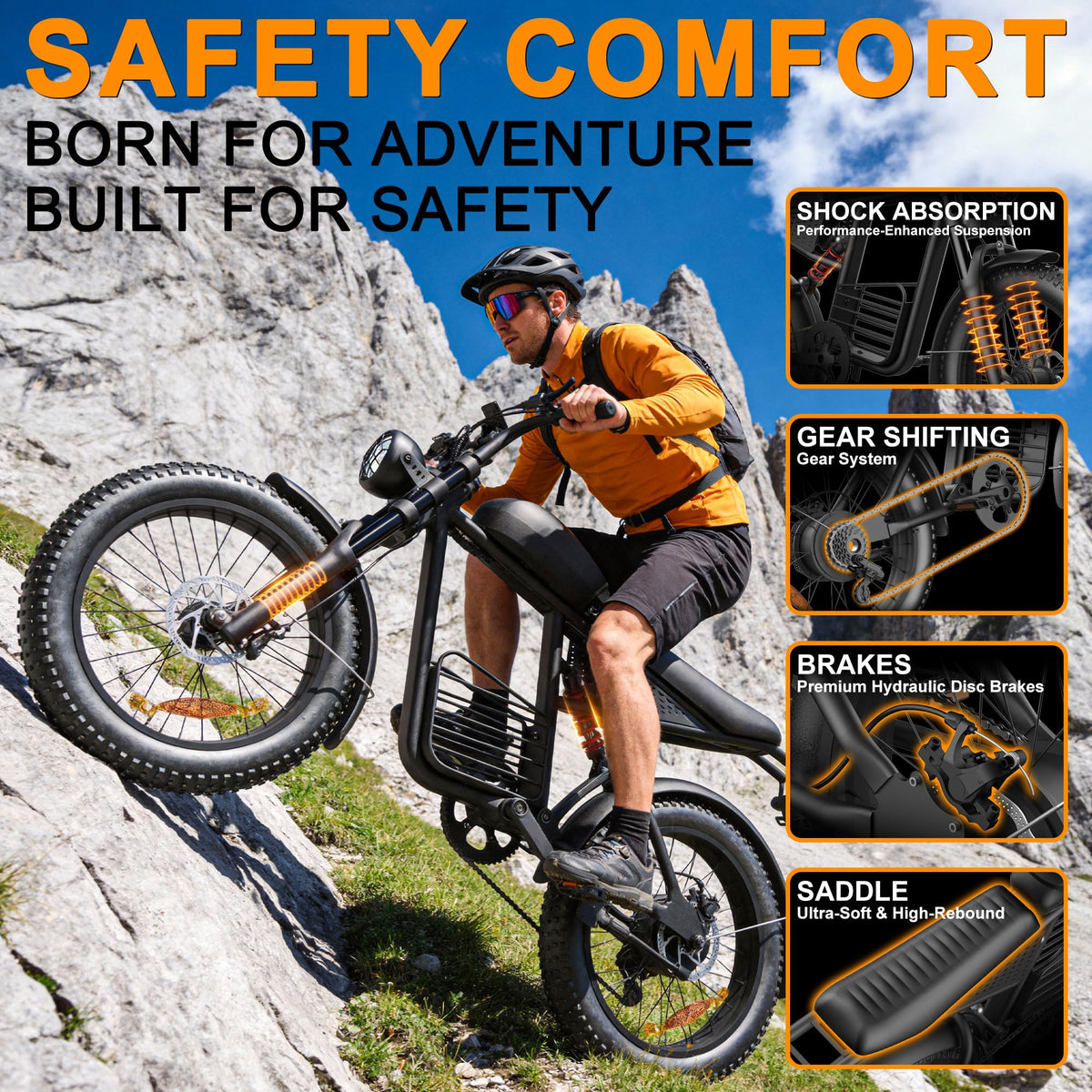 1000W Peak Motor 20" Fat Tire Electric Bike B129