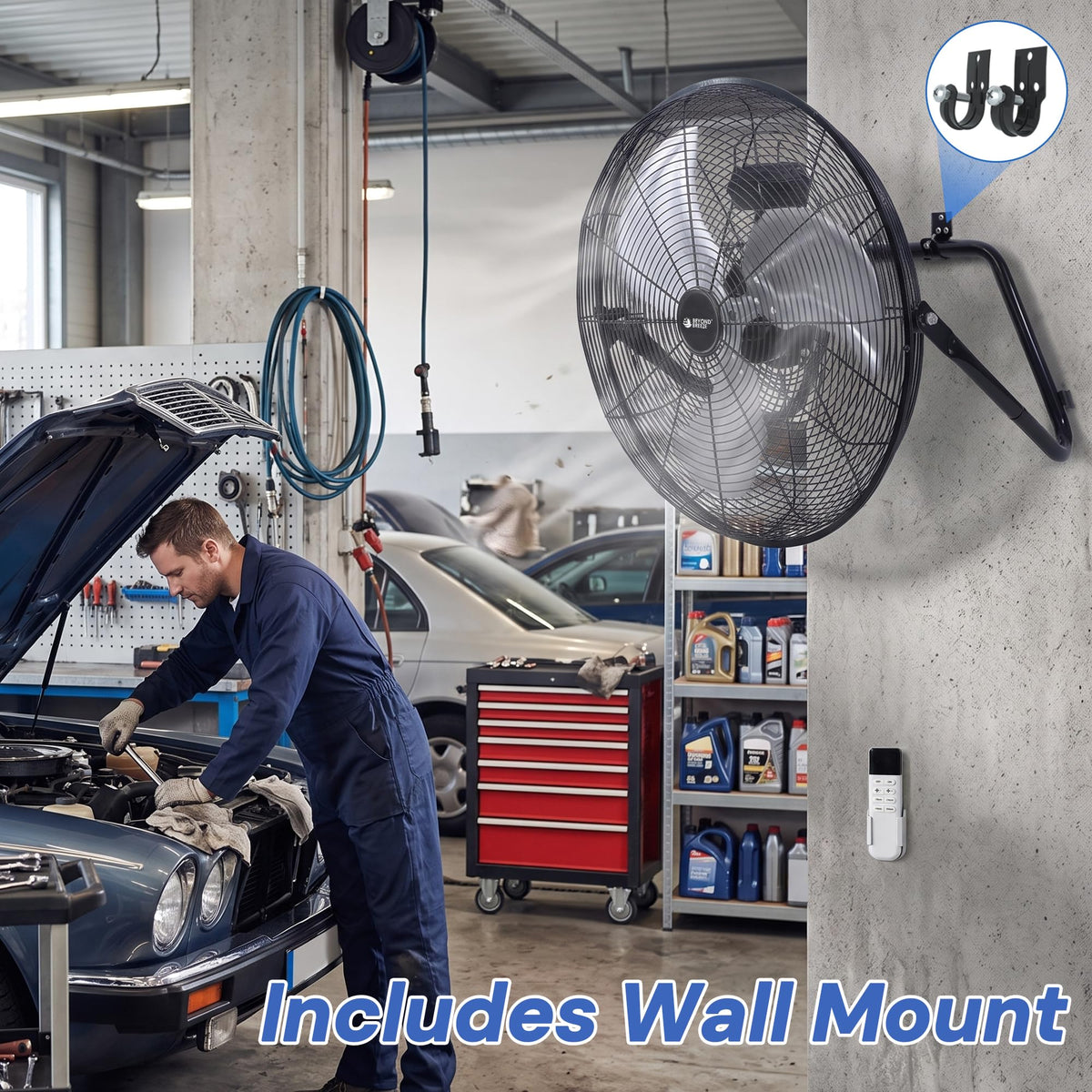 20'' High Velocity Wall Mount and Floor Fan with Remote Q66849