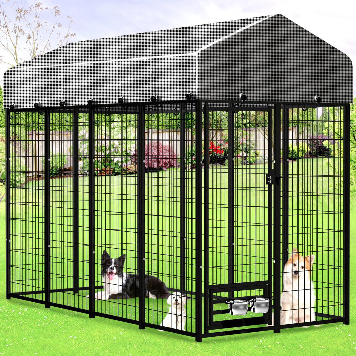 Large Heavy-Duty Dog Kennel with Roof, 4x8x6 Ft C555