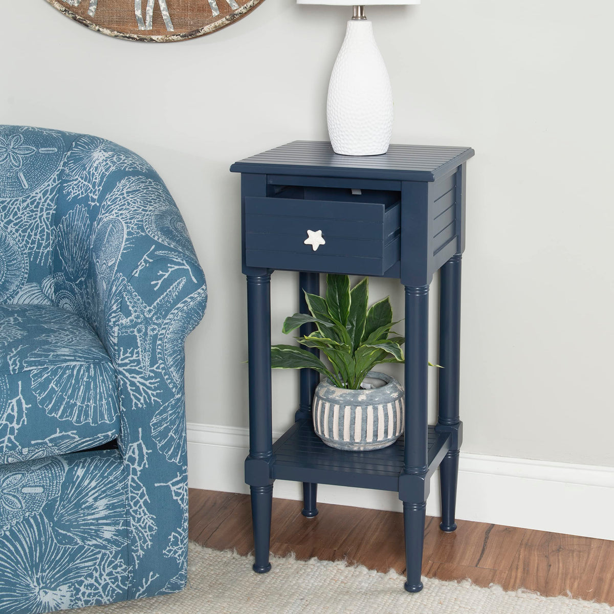 Navy Small Accent Table with Storage K4326