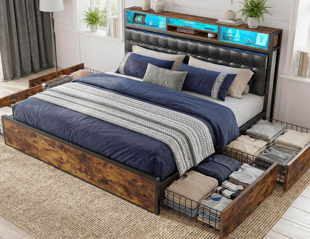 King Bed Frame with 4 Drawers C5170