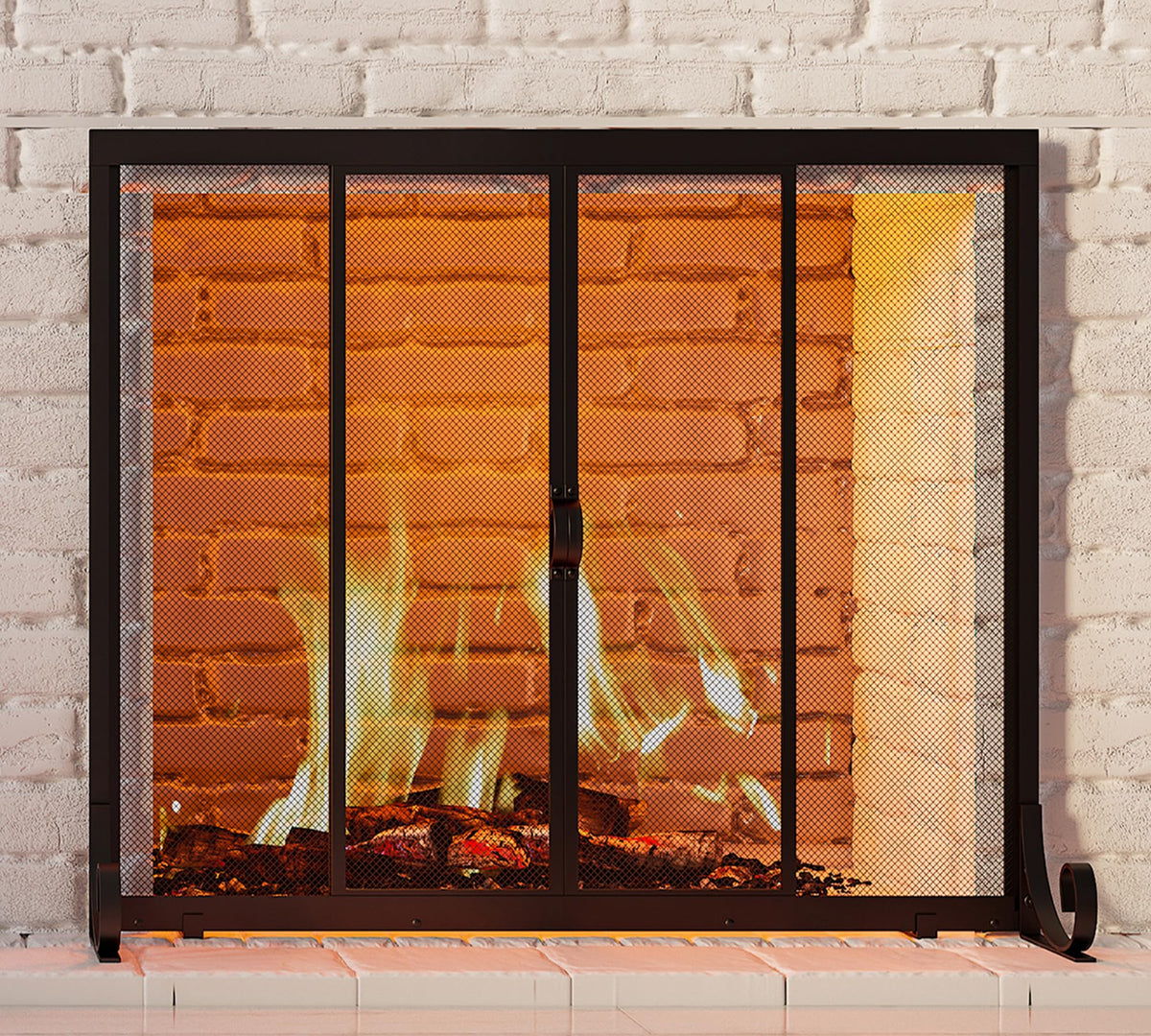 Sliding Wrought Iron Fireplace Screen Y229