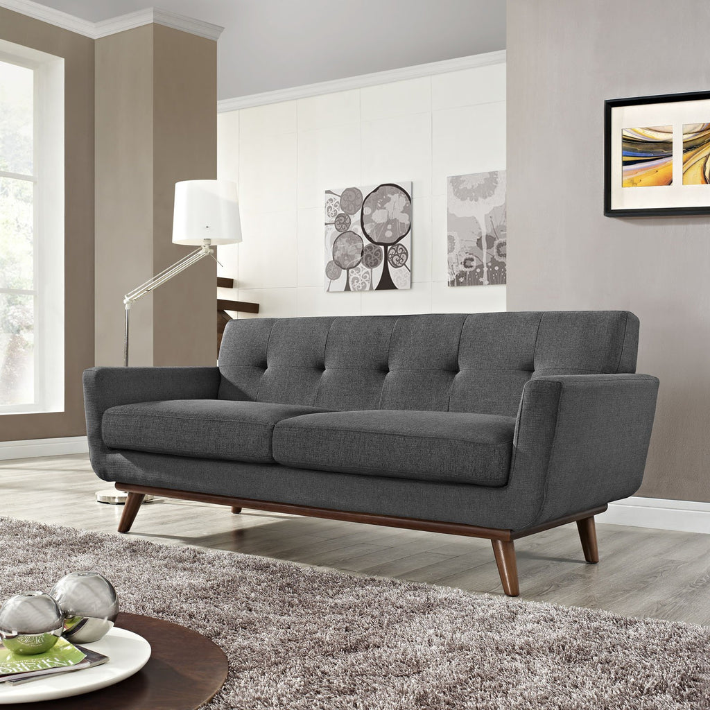 Gray Upholstered Fabric Loveseat V49167
