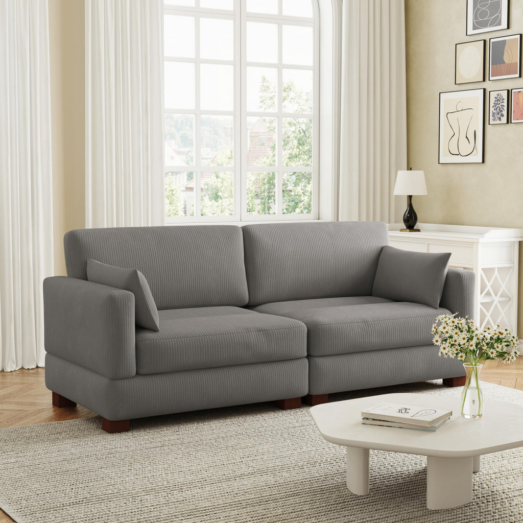 Light Gray Loveseat Sofa with Ottoman P8407