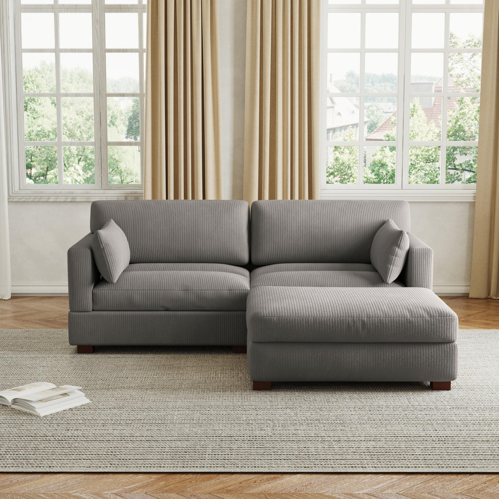 Light Gray Loveseat Sofa with Ottoman P8407