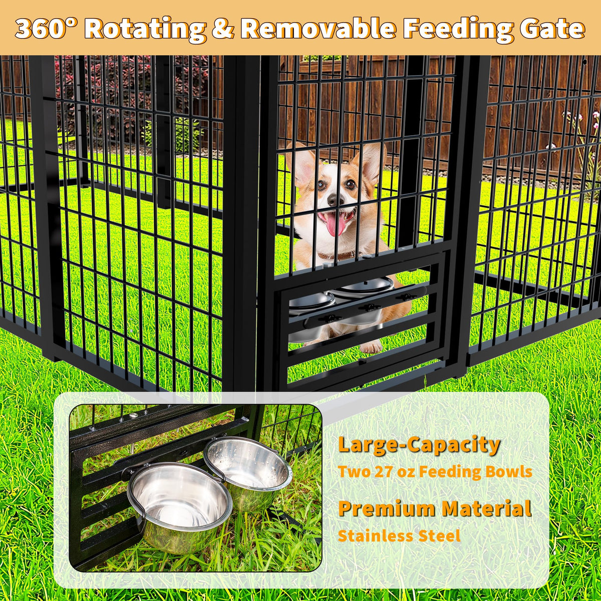 Large Heavy-Duty Dog Kennel with Roof, 4x8x6 Ft C555