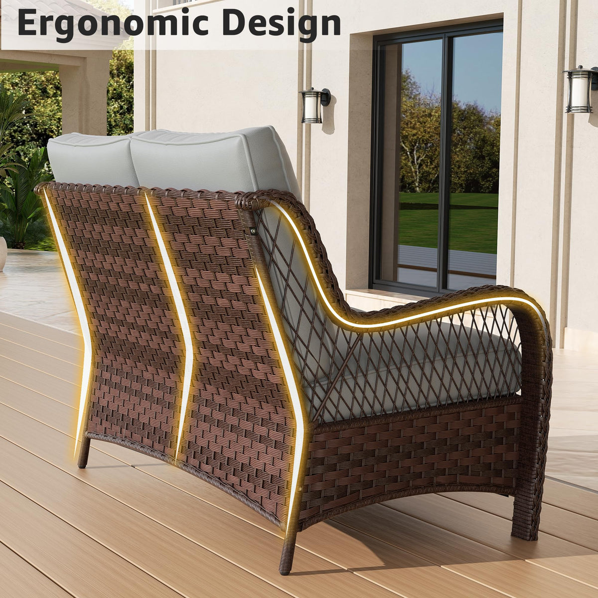 Outdoor Wicker 2 Seater Sofa with Cushion I1204