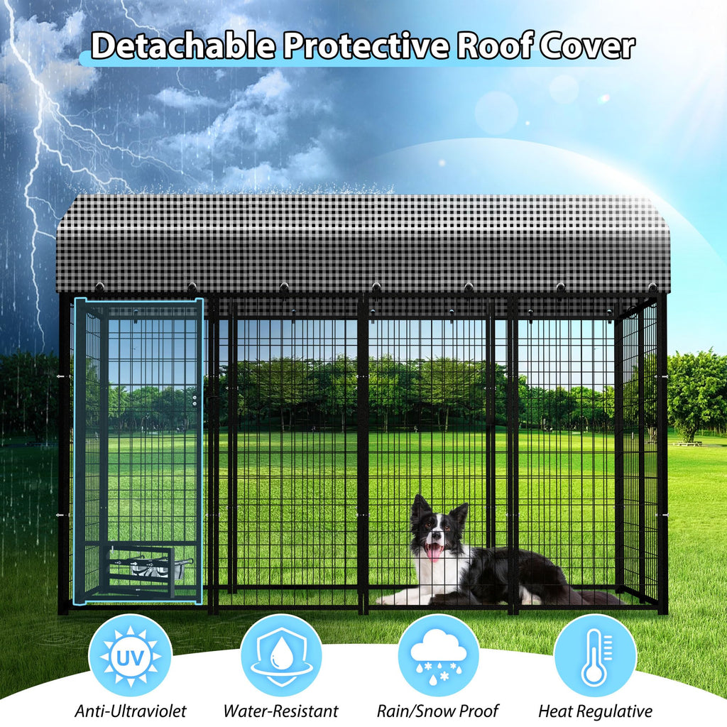 Large Heavy-Duty Dog Kennel with Roof, 4x8x6 Ft C555