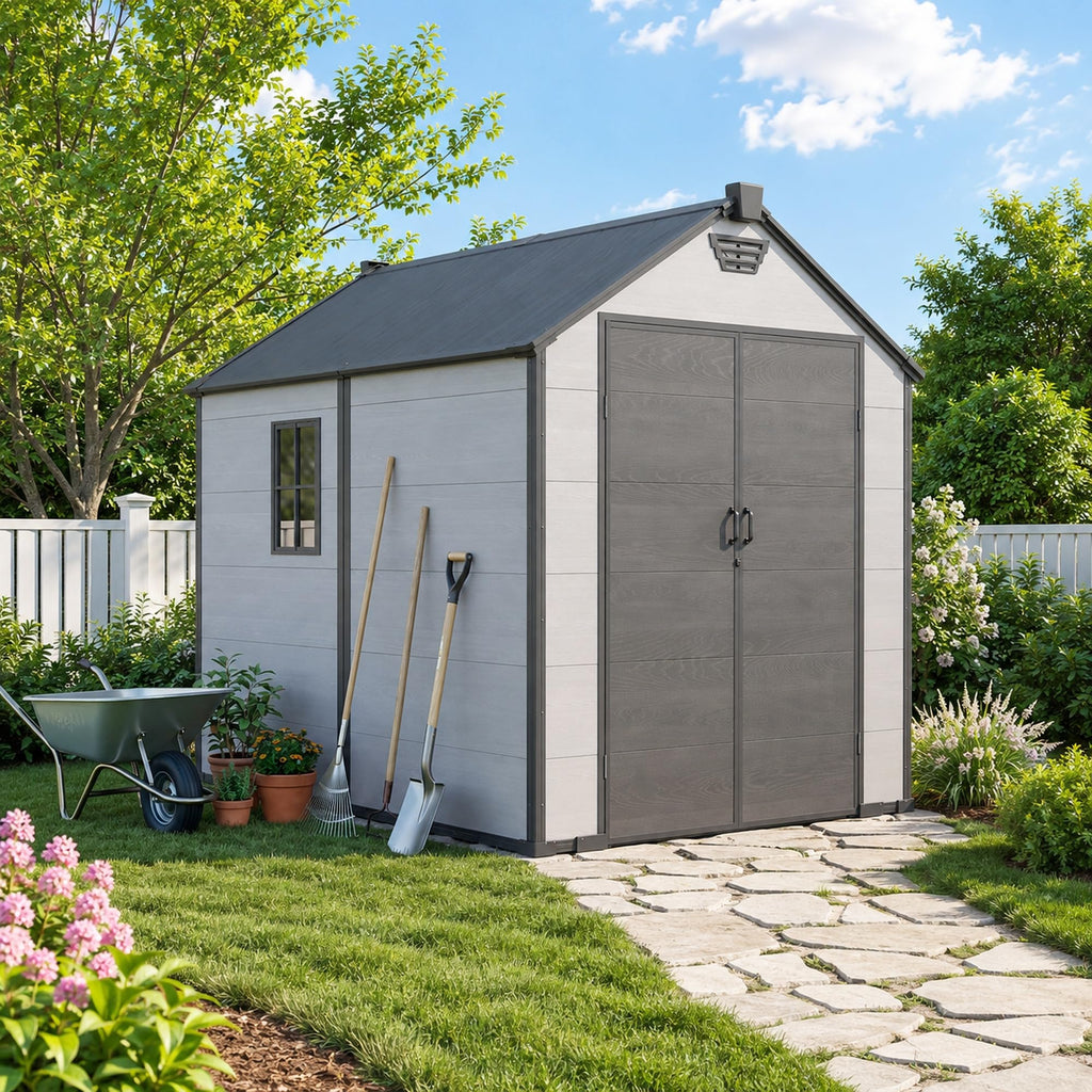6x8 FT Resin Storage Shed with Floor R688084
