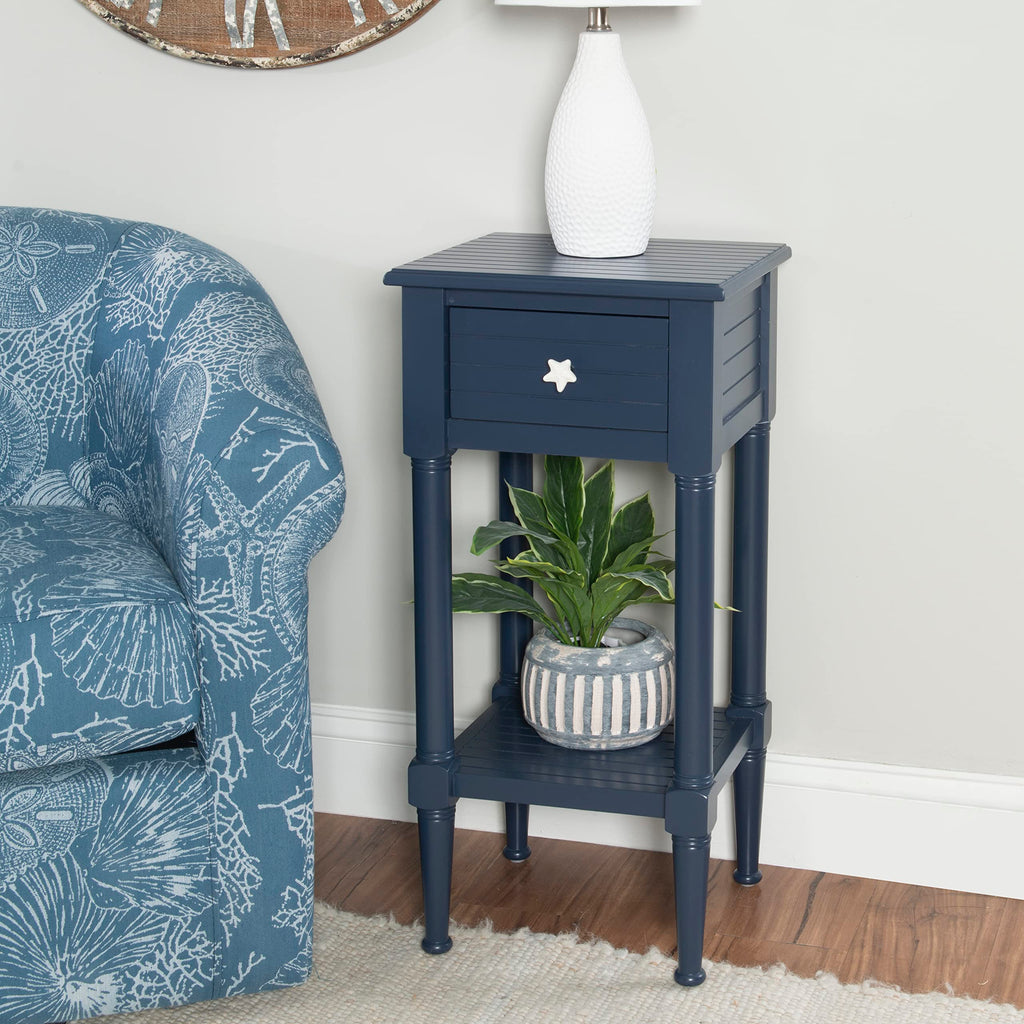 Navy Small Accent Table with Storage K4326