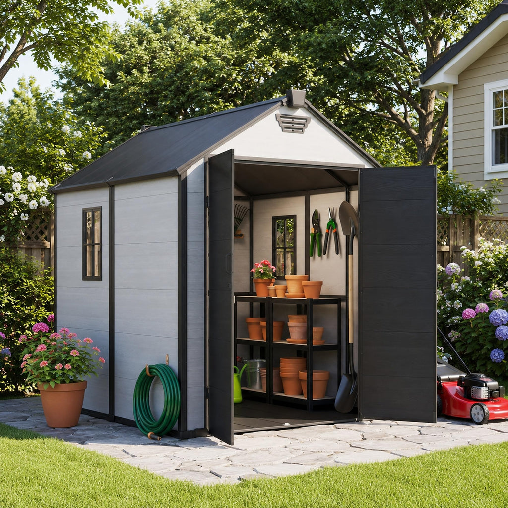 6x8 FT Resin Storage Shed with Floor R688084