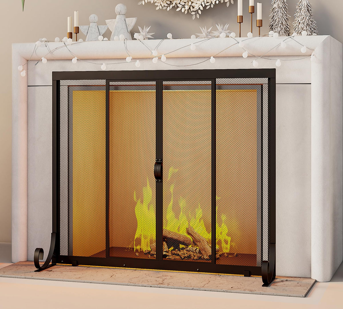 Sliding Wrought Iron Fireplace Screen Y229